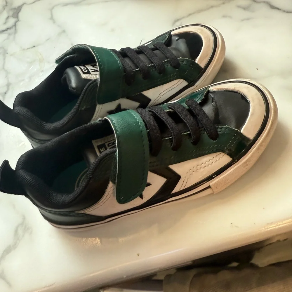 Converse Kids Black and White Sneakers with Star